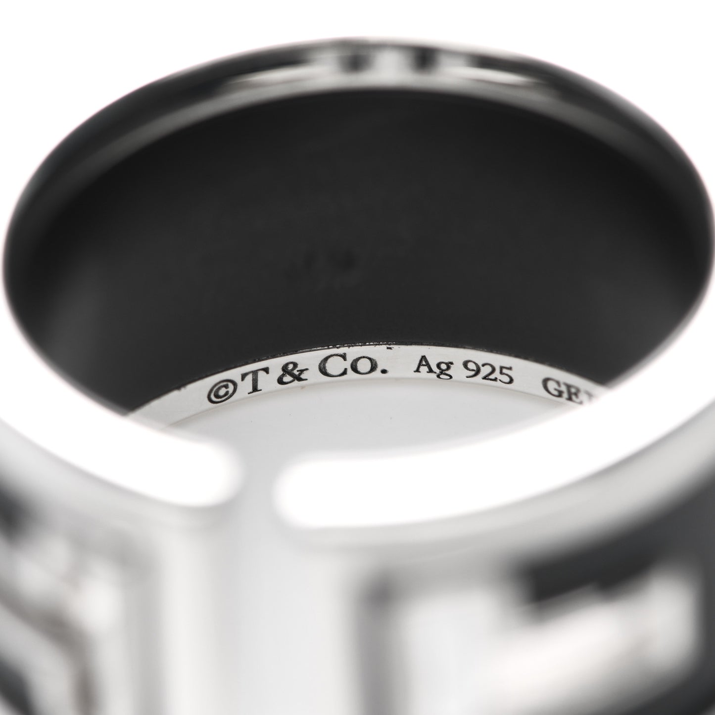 Sterling Silver Black Ceramic T Cutout Ring 52 6