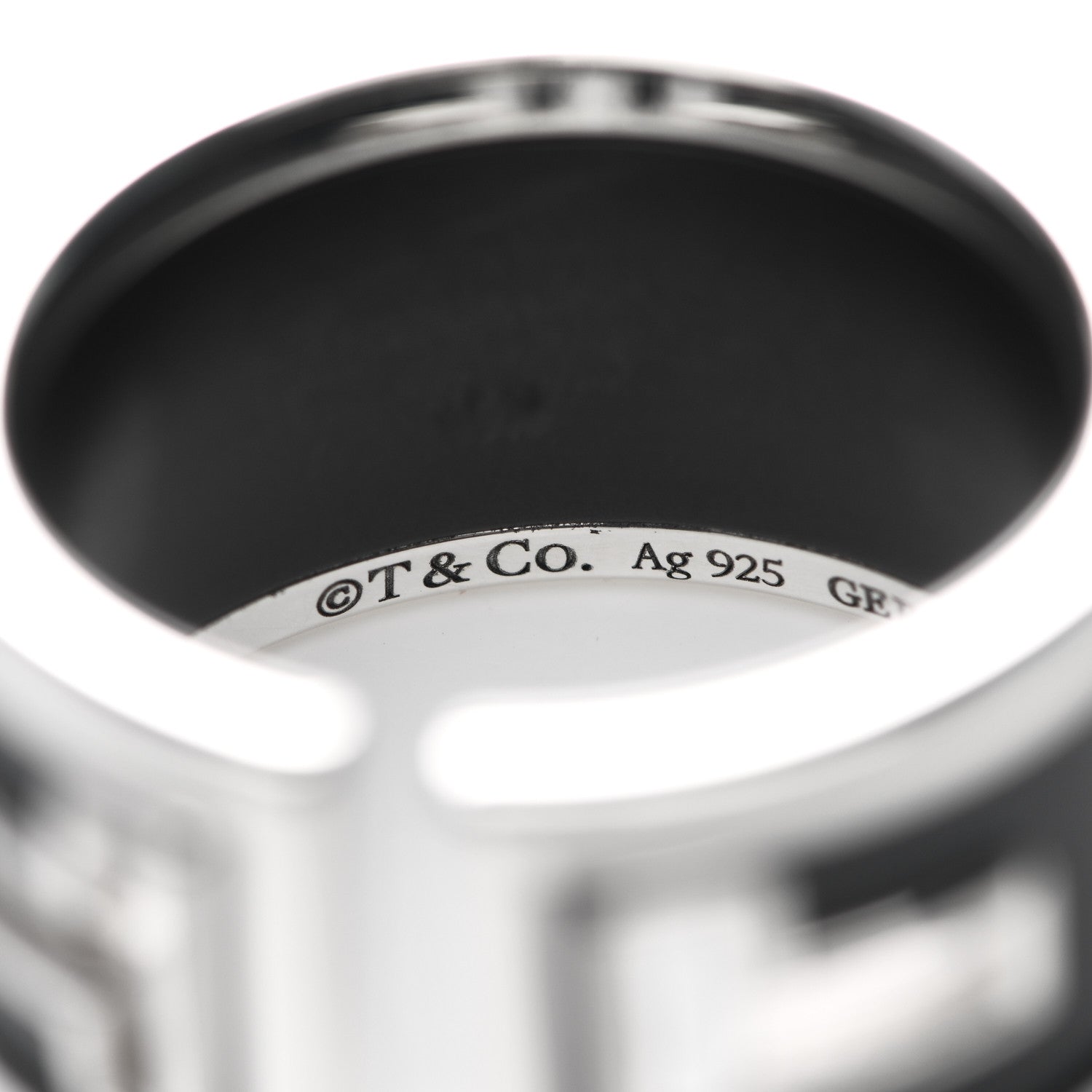 Tiffany Sterling Silver Black Ceramic T Cutout Ring 52 6 4 of 6