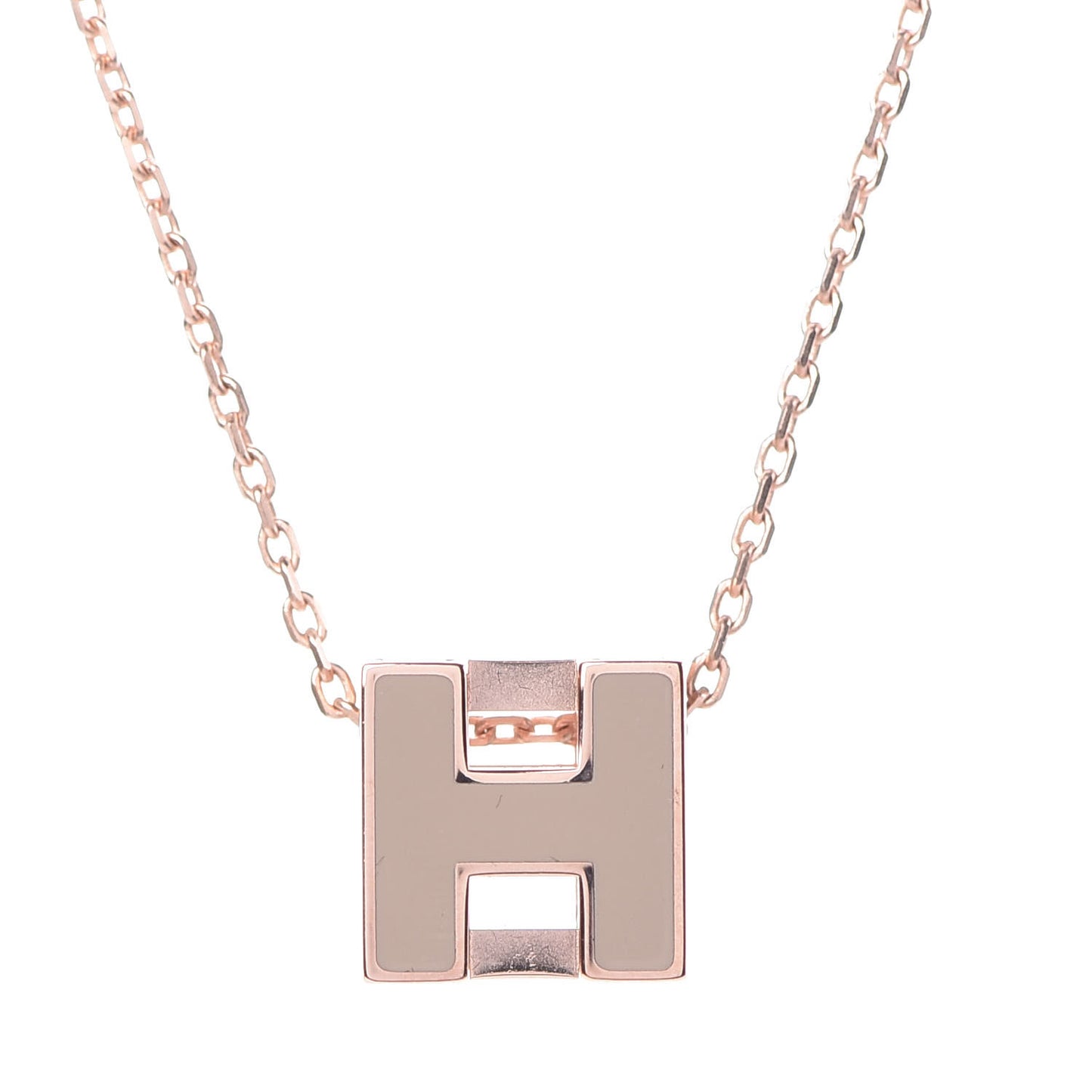 Rose Gold Lacquered Cage d'H Necklace Marron Glace