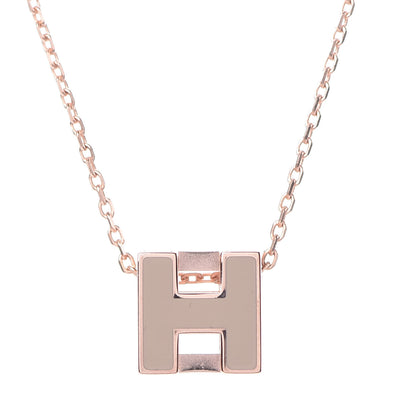 Hermes Rose Gold Lacquered Cage d'H Necklace Marron Glace 4 of 7