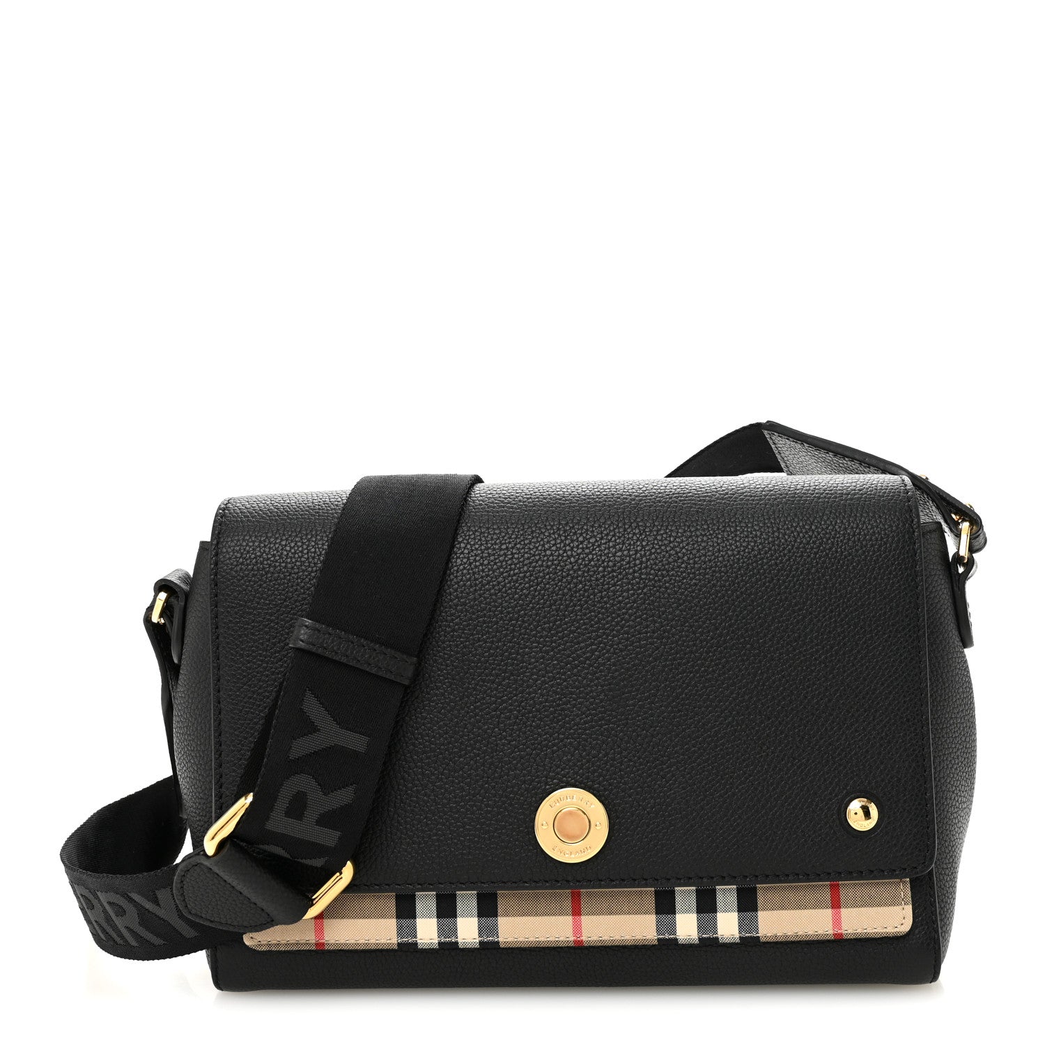 Burberry Grainy Calfskin Vintage Check Note Crossbody Bag Black 1 of 9
