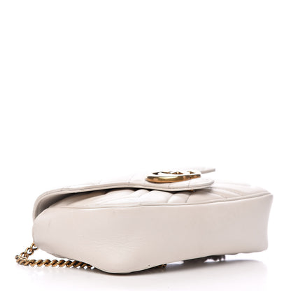 Gucci Calfskin Matelasse Super Mini GG Marmont Shoulder Bag White 4 of 17