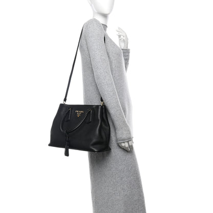 Prada Vitello Phenix Shoulder Bag Black 2 of 9