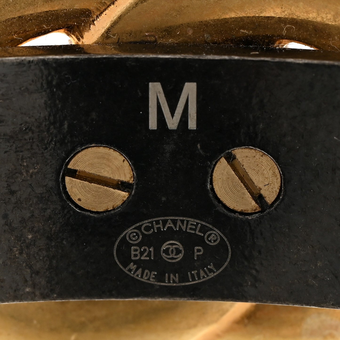 Ruthenium Gold Logo Cuff Bracelet M Black