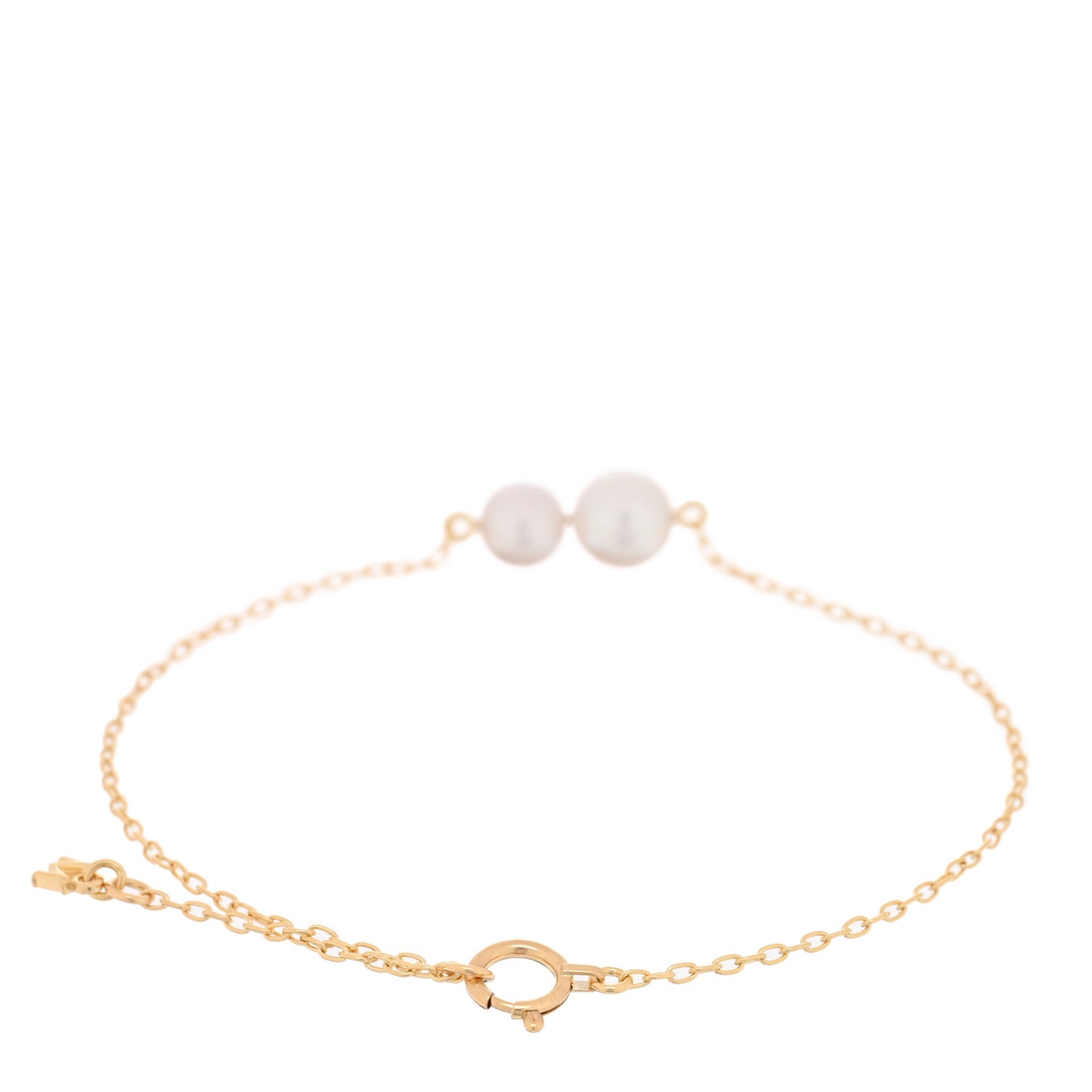 18K Yellow Gold Akoya Cultured Two Pearl Station Bracelet