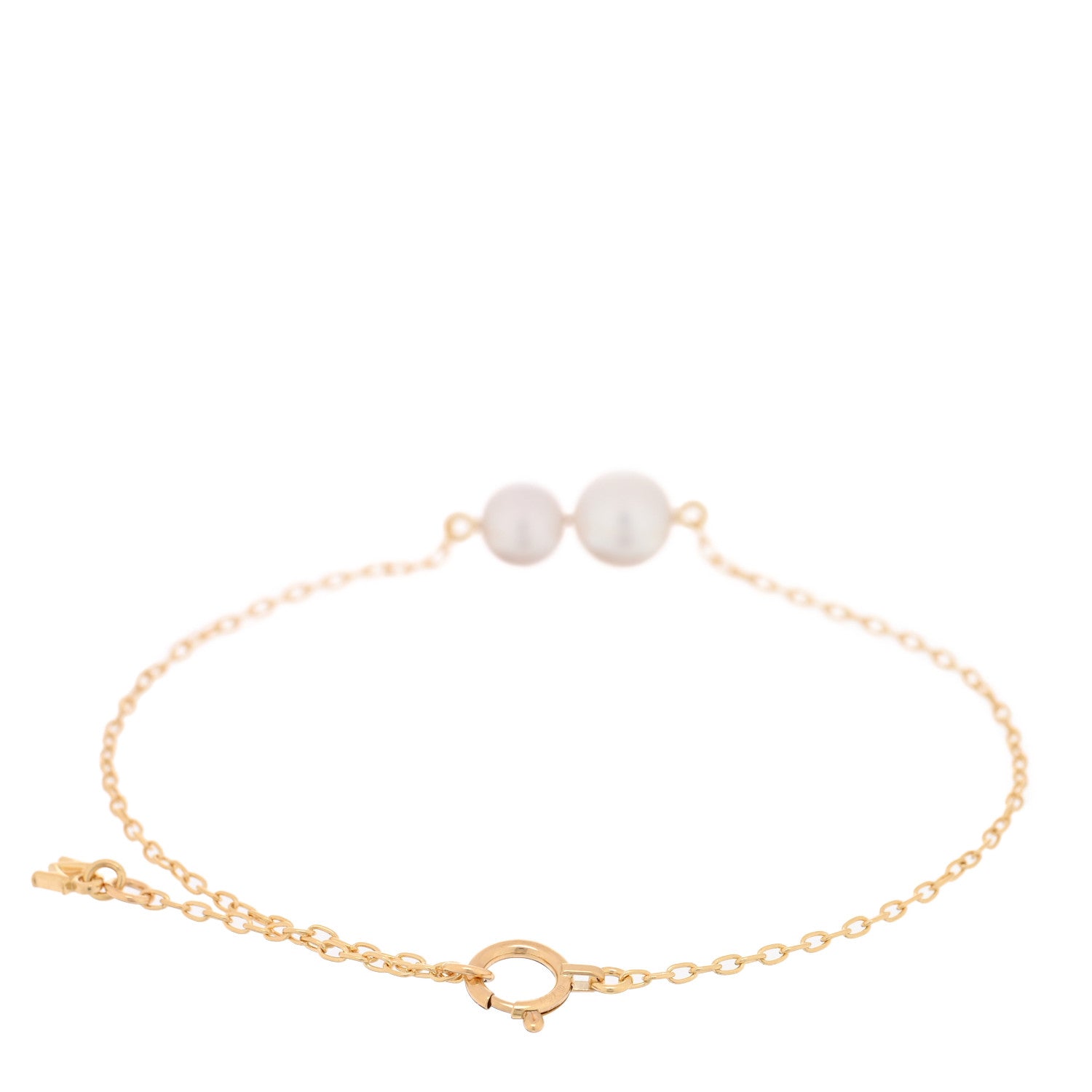 Mikimoto 18K Yellow Gold Akoya Cultured Two Pearl Station Bracelet 2 of 3