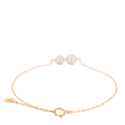 Mikimoto 18K Yellow Gold Akoya Cultured Two Pearl Station Bracelet 2 of 3