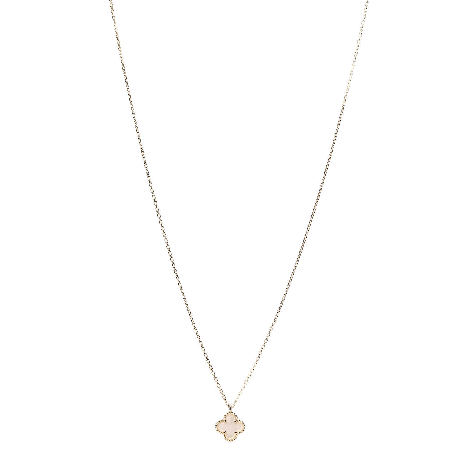 Van Cleef & Arpels 18K Yellow Gold Mother of Pearl Sweet Alhambra Pendant Necklace 1 of 7