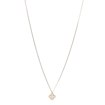 Van Cleef & Arpels 18K Yellow Gold Mother of Pearl Sweet Alhambra Pendant Necklace 1 of 7