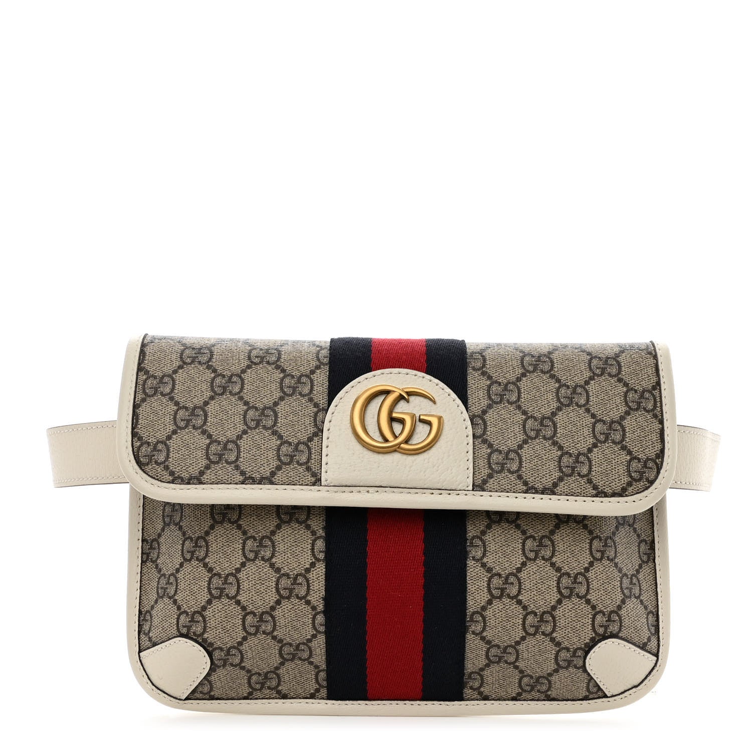 Gucci GG Supreme Monogram Web Small Ophidia Belt Bag 100 40 Beige Ebony White 1 of 10