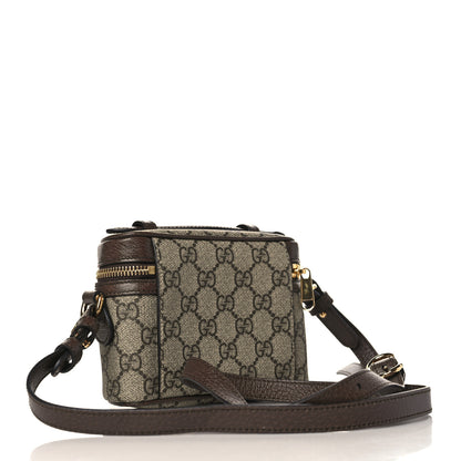Gucci GG Supreme Monogram Textured Calfskin Web Mini Ophidia Top Handle Bag Beige Ebony New Acero 2 of 9