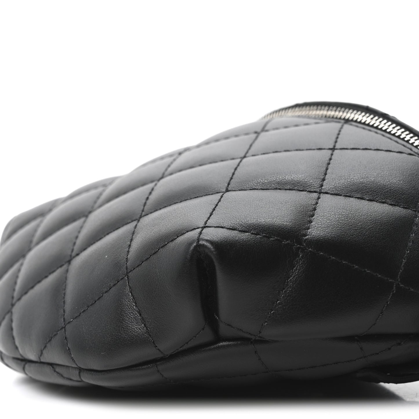 Calfskin Quilted Uniform Waist Belt Bag Black