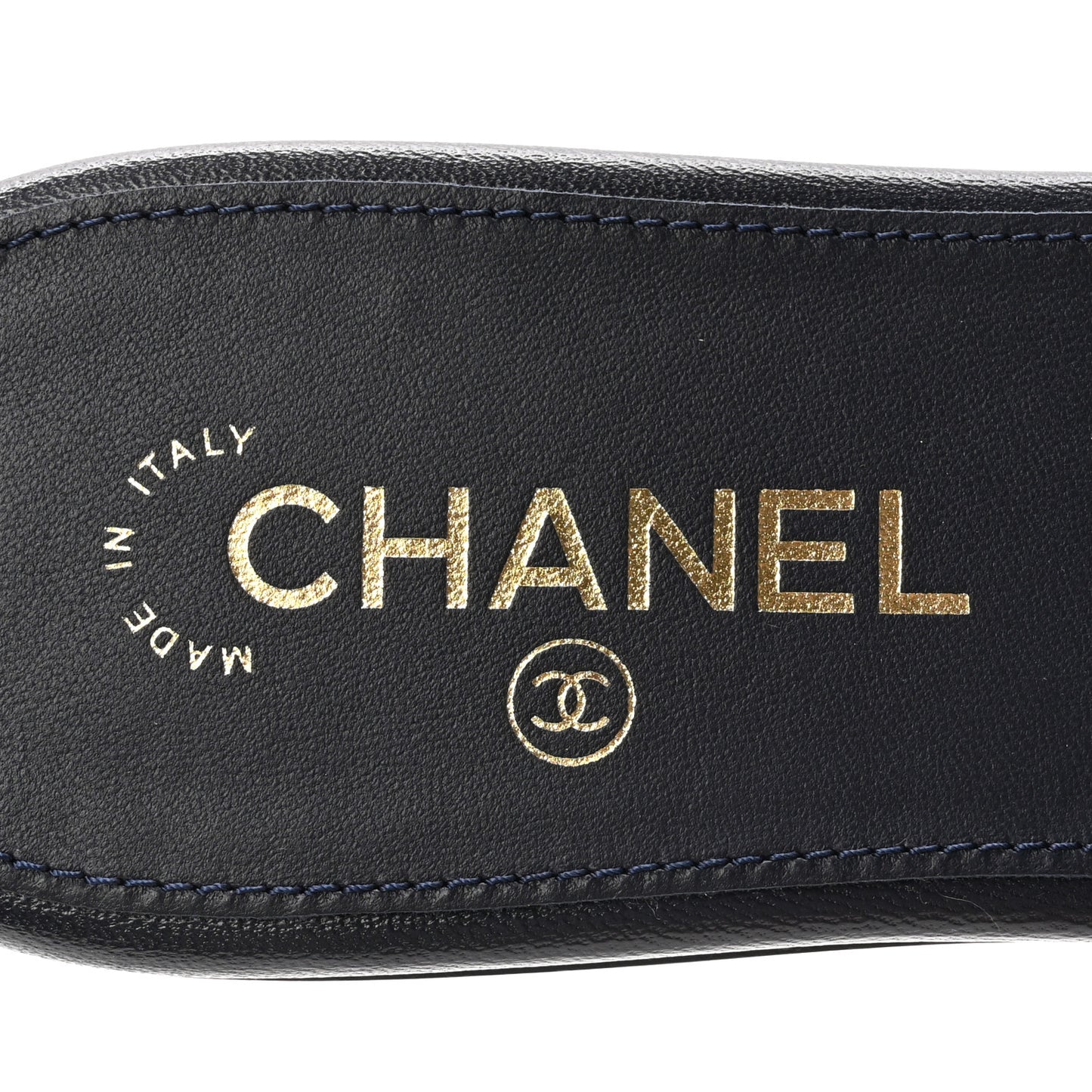 Lambskin Quilted Turnlock Flat Mules 38.5 Navy