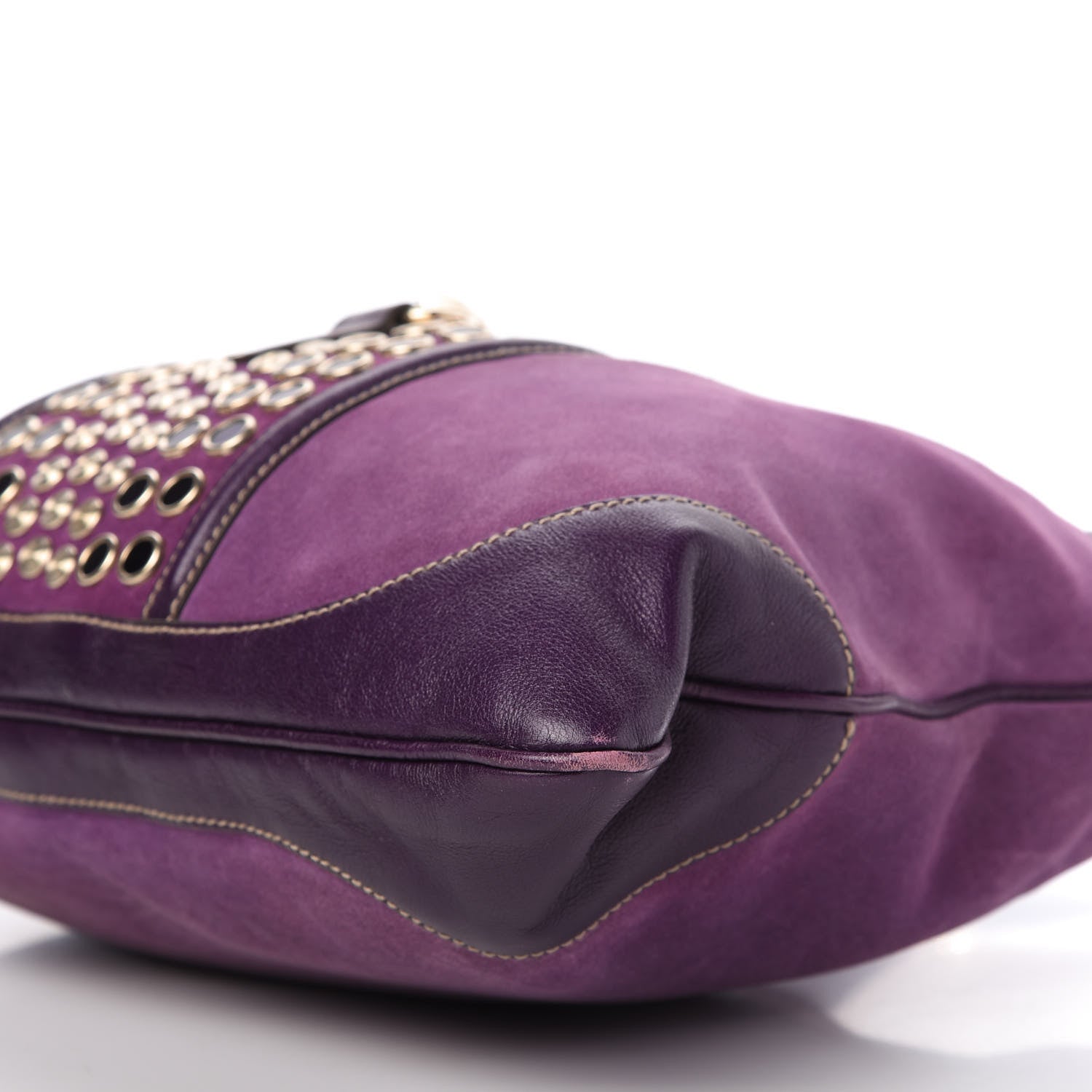 Gucci Suede Studded Jackie O Bouvier Hobo Purple 7 of 10