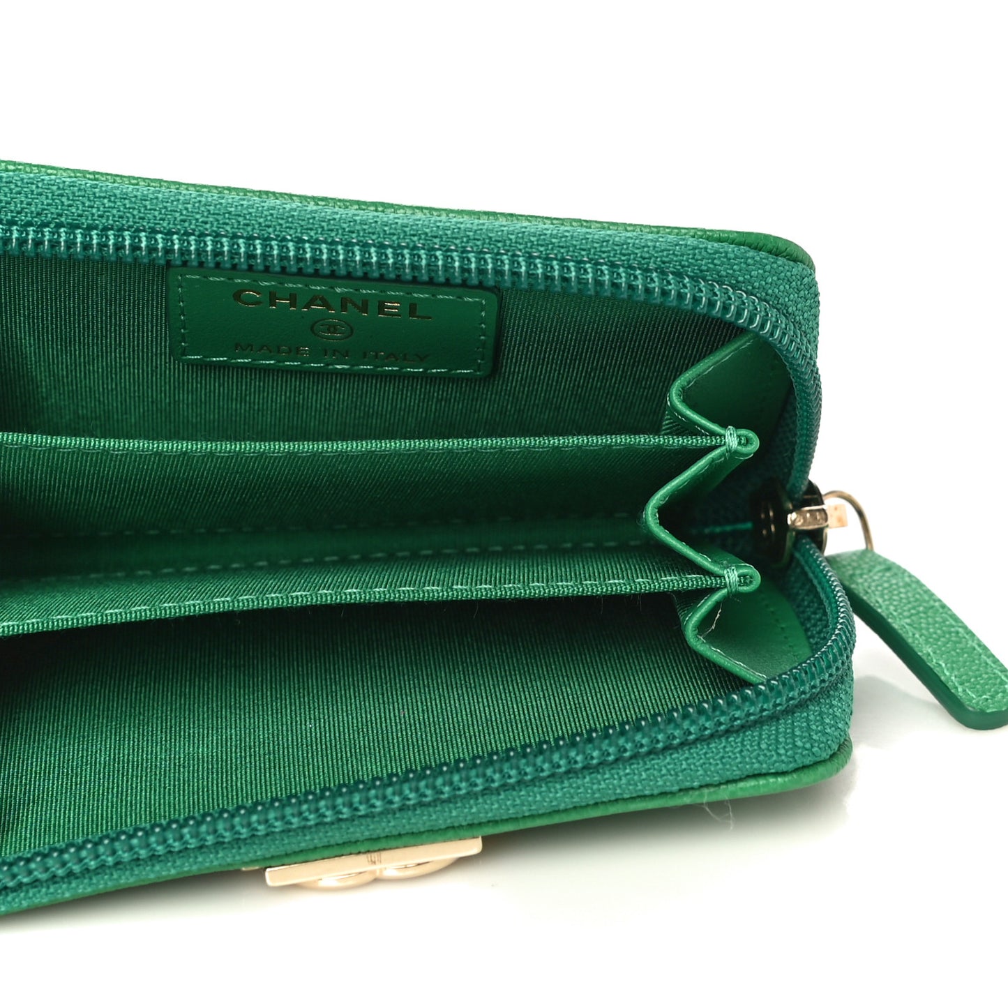 Caviar Quilted Boy Zip Around Coin Purse Wallet Green