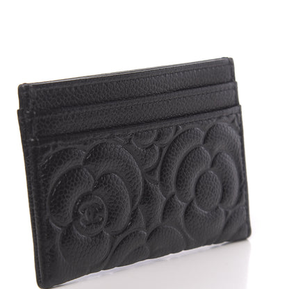 Chanel Caviar Camellia Embossed Card Holder Black 3 of 9