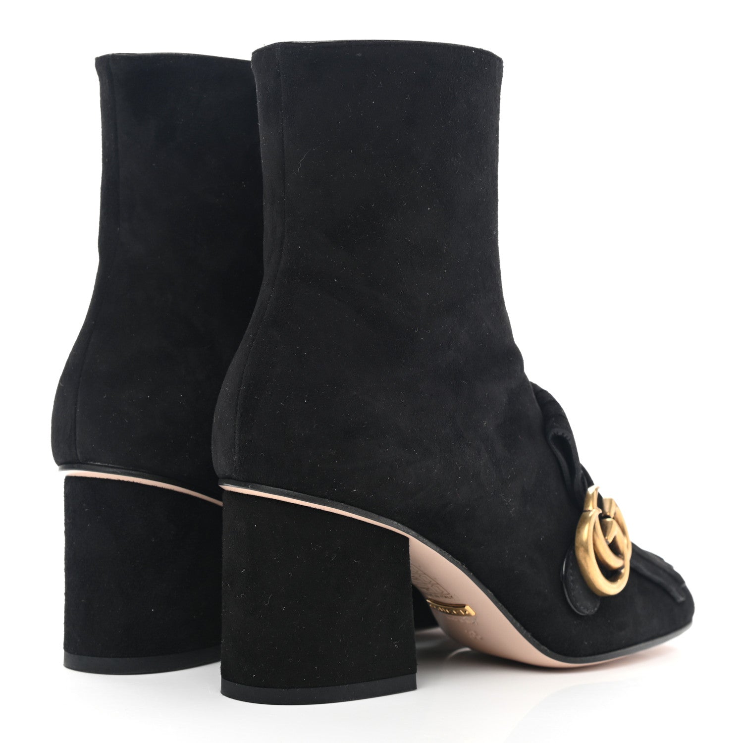 Gucci Kid Scamosciato GG Marmont Fringe 75mm Ankle Boots 35 Black 4 of 10