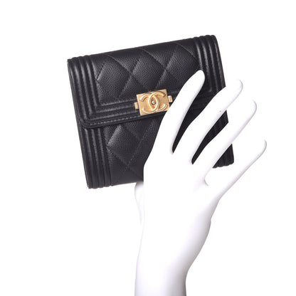 Chanel Caviar Quilted Compact Boy Wallet Black 2 of 9