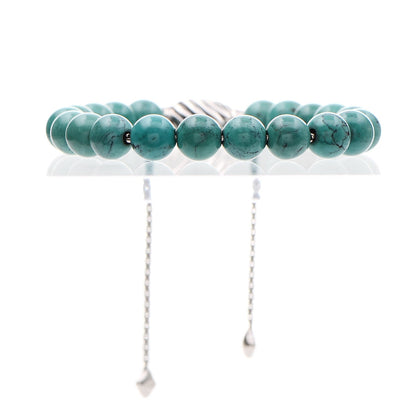 David Yurman Sterling Silver Turquoise 8mm Spiritual Beads Adjustable Bracelet 3 of 5