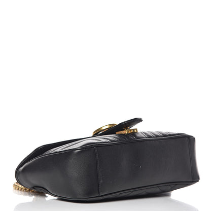 Gucci Calfskin Matelasse Small GG Marmont Shoulder Bag Black 4 of 16