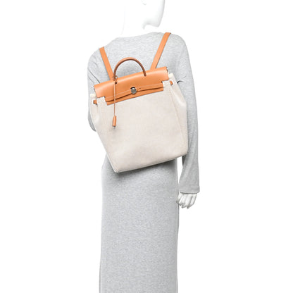 Hermes Toile Vache Calfskin Herbag 30 PM Backpack Natural 2 of 18