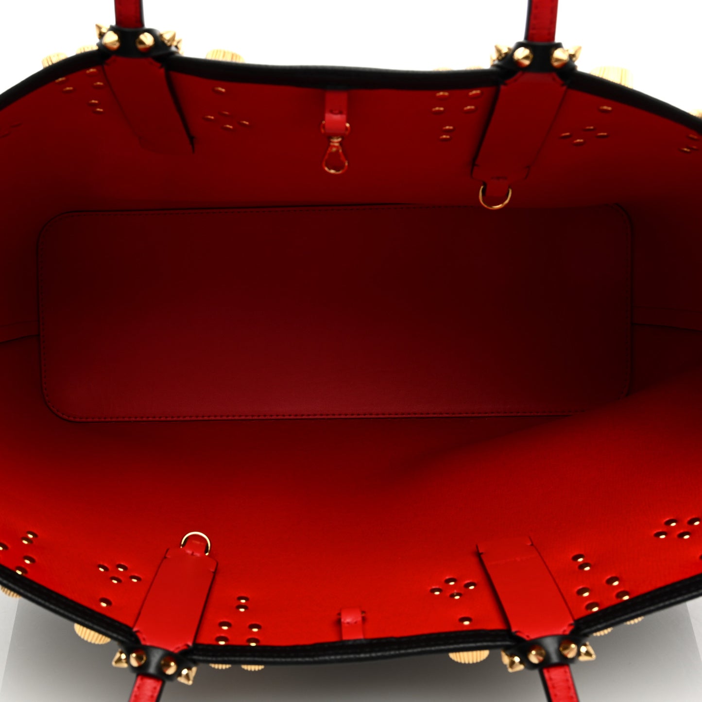 Calfskin Empire Spike Studded East West Cabata Tote Black Gold