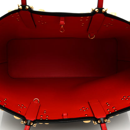 Christian Louboutin Calfskin Empire Spike Studded East West Cabata Tote Black Gold 5 of 8