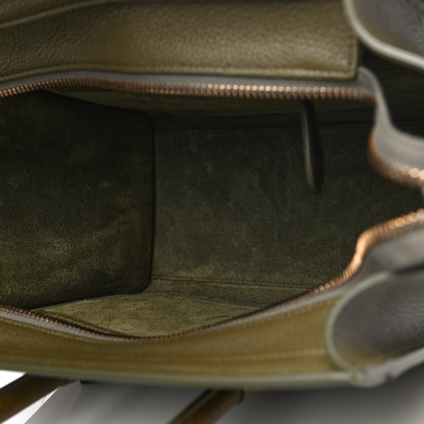 Drummed Calfskin Micro Luggage Dark Olive