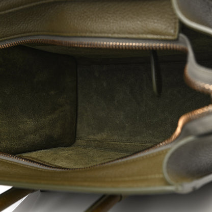 Celine Drummed Calfskin Micro Luggage Dark Olive 6 of 14