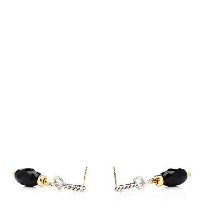 David Yurman Sterling Silver 18K Yellow Gold Black Onyx Bijoux Drop Earrings 3 of 4