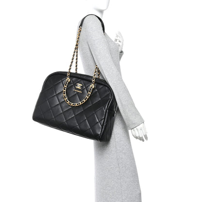 Chanel Calfskin Quilted Maxi Travel Bowling Bag Black 2 of 10