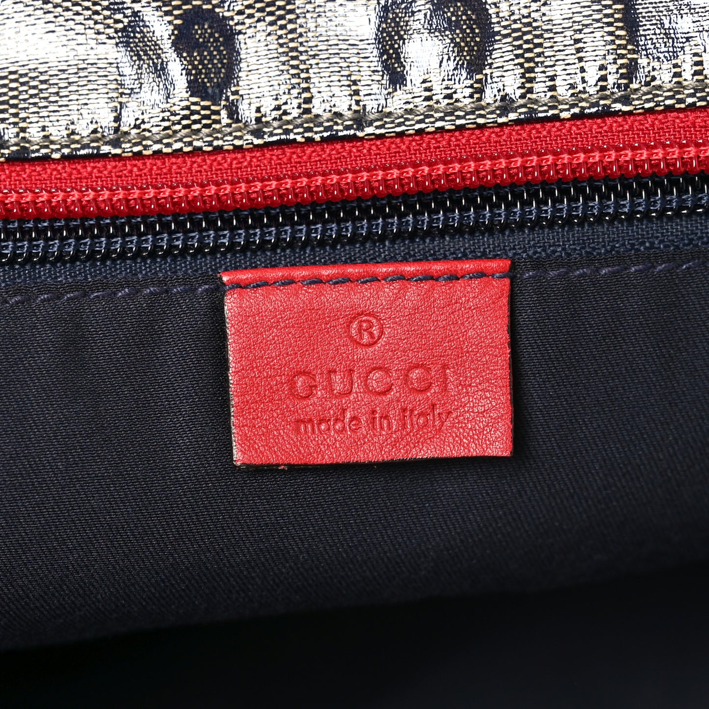 Crystal Monogram Large Web Handle Bucket Tote Red