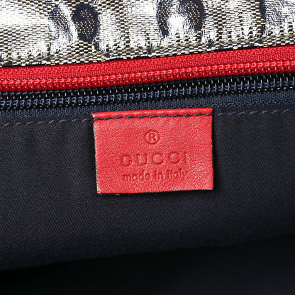 Gucci Crystal Monogram Large Web Handle Bucket Tote Red 6 of 12