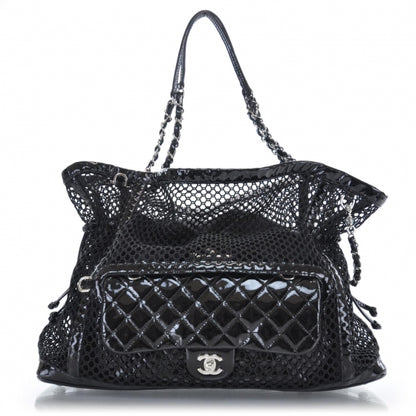 Chanel Patent Net Large La Madrague Tote Black 1 of 11