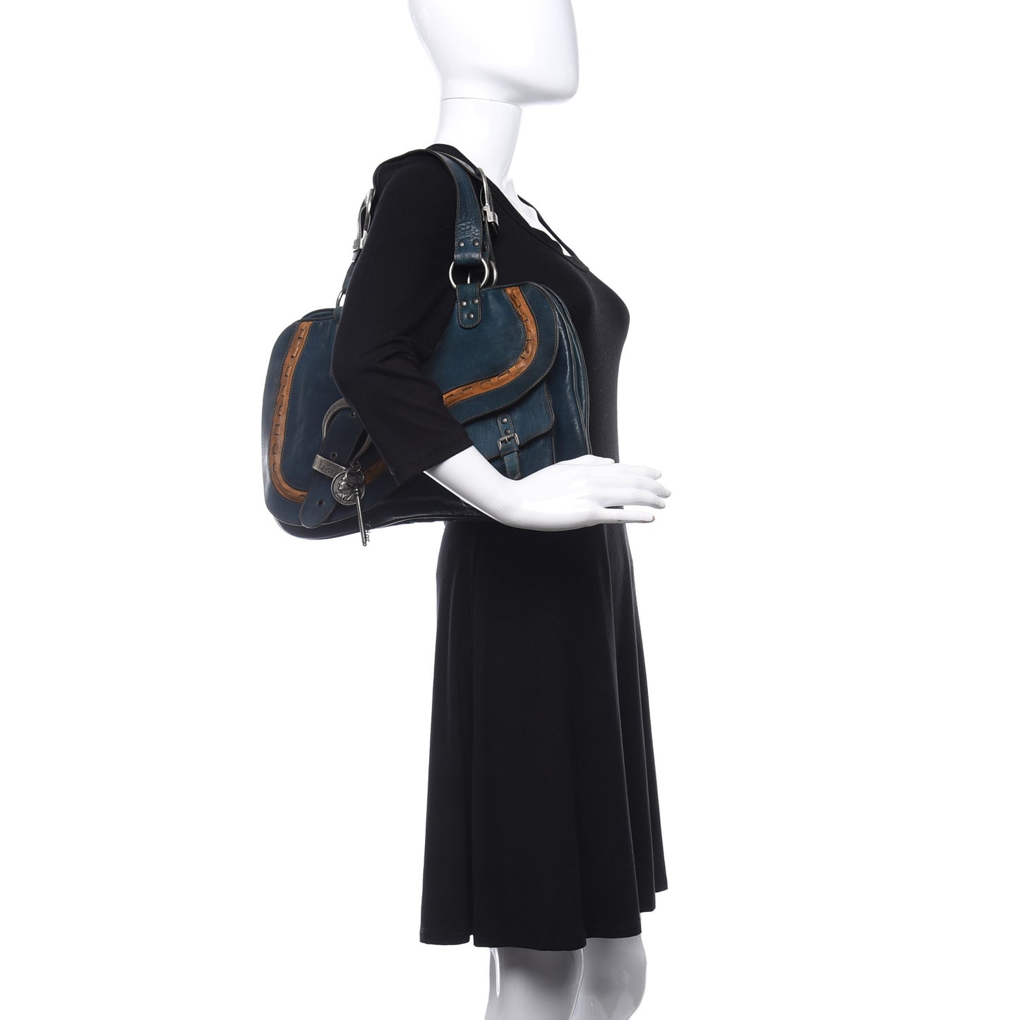 Calfskin Medium Gaucho Double Saddle Bag Dark Blue