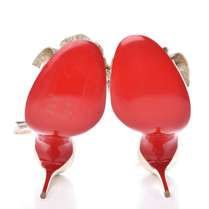 Christian Louboutin Metallic Calfskin Glitter Tonic PVC Fossiliza 100 Sandals 36 Version Light Gold 5 of 7