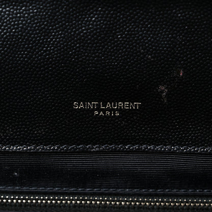 Saint Laurent Grain De Poudre Textured Mixed Matelasse Large Triquilt Monogram Satchel Black 7 of 18