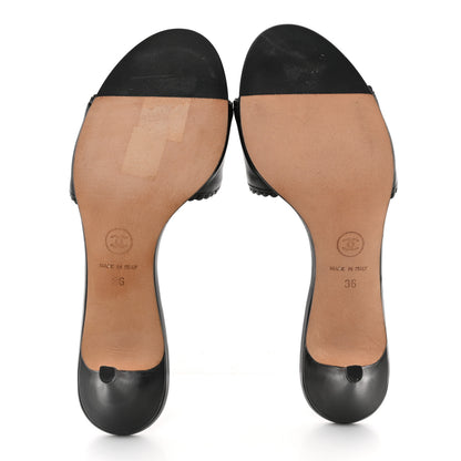 Chanel Calfskin Stitched CC Mule Sandals 36 Black 6 of 13
