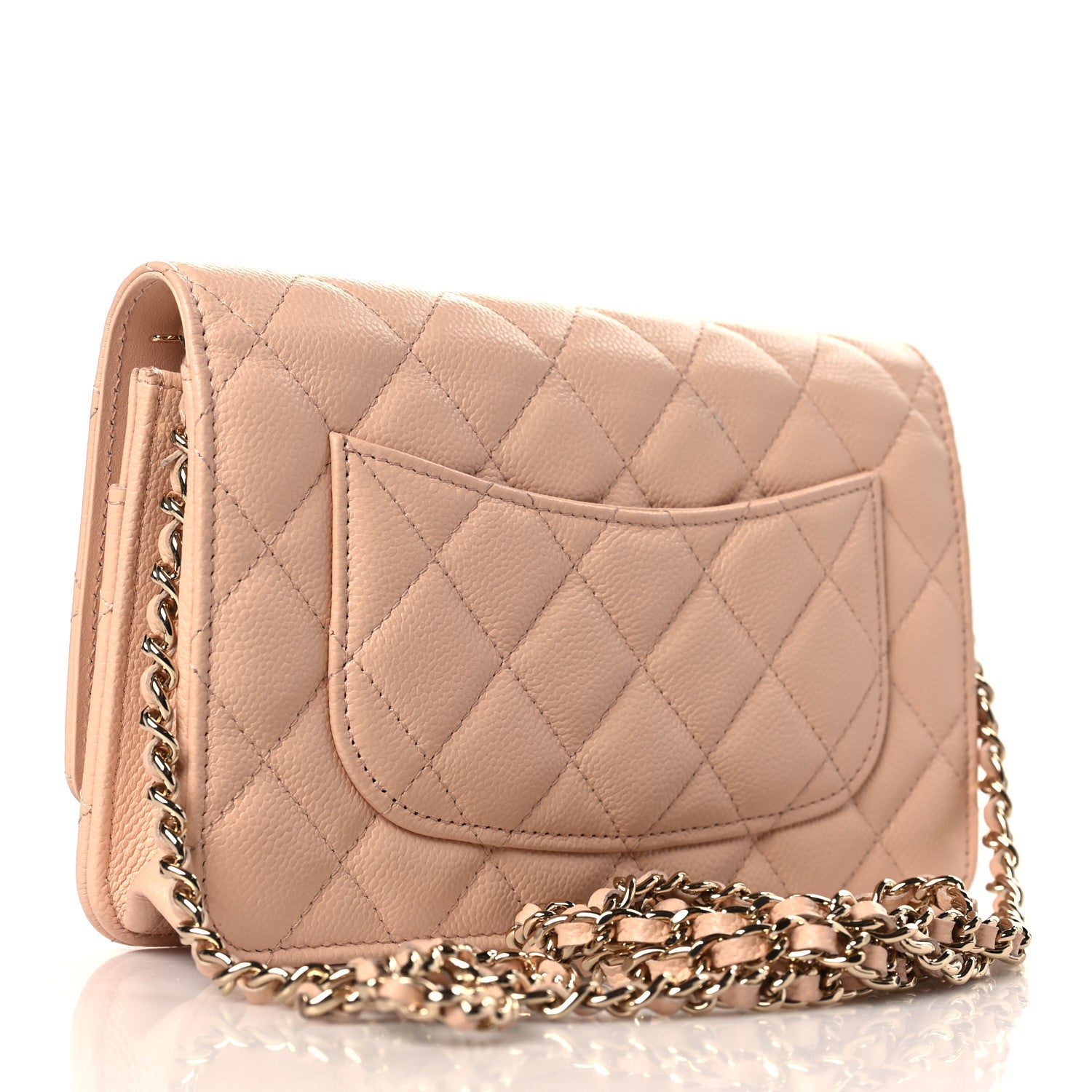 Chanel Caviar Quilted Bow Wallet On Chain WOC Light Beige 3 of 11