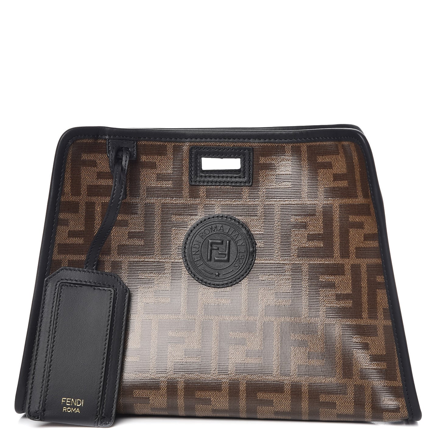 Glazed Fabric Vitello Century FF 1974 Stamp Patch Mini Peekaboo Defender Cover Mogano Panna Black