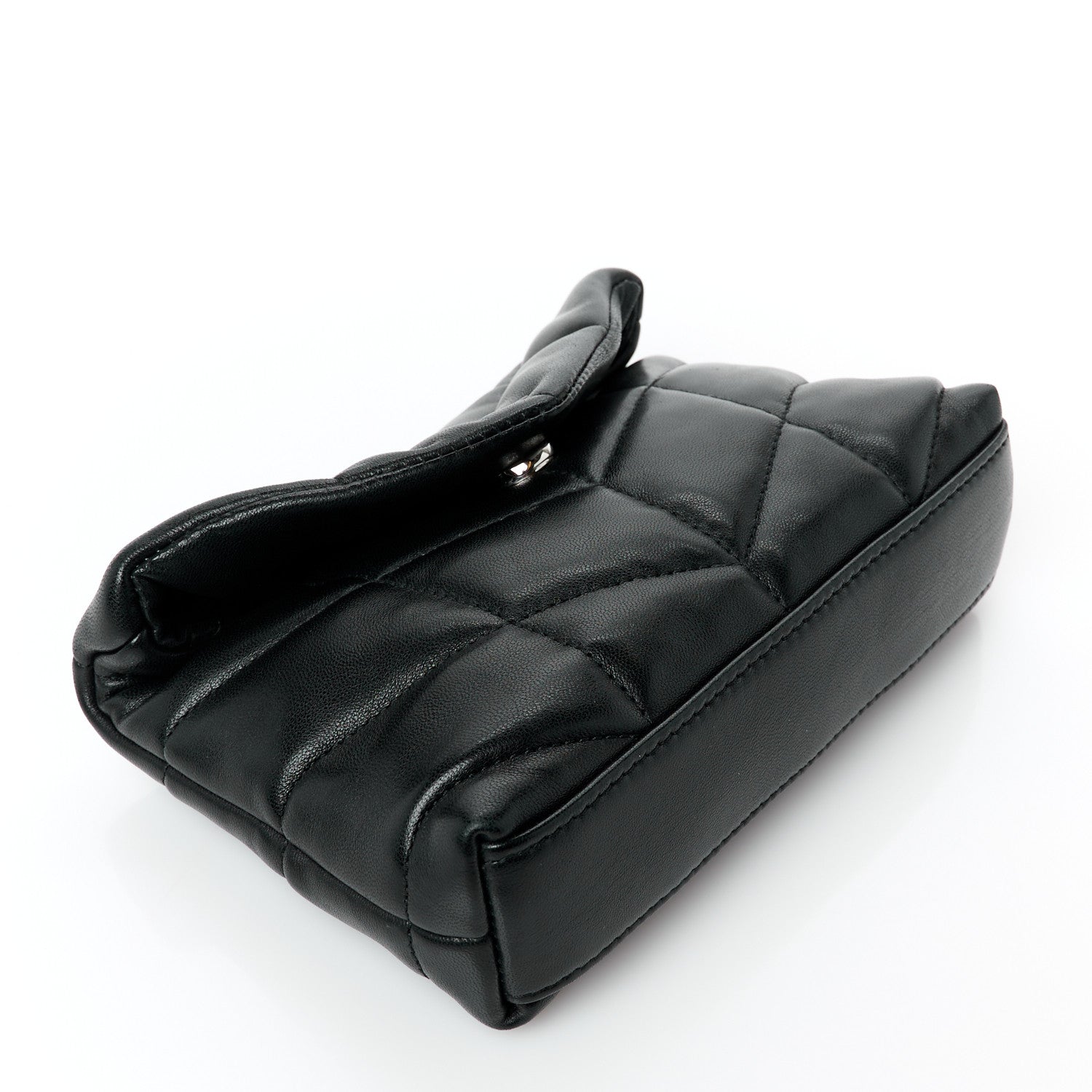 Saint Laurent Lambskin Monogram Loulou Puffer Pouch Clutch Black 4 of 8