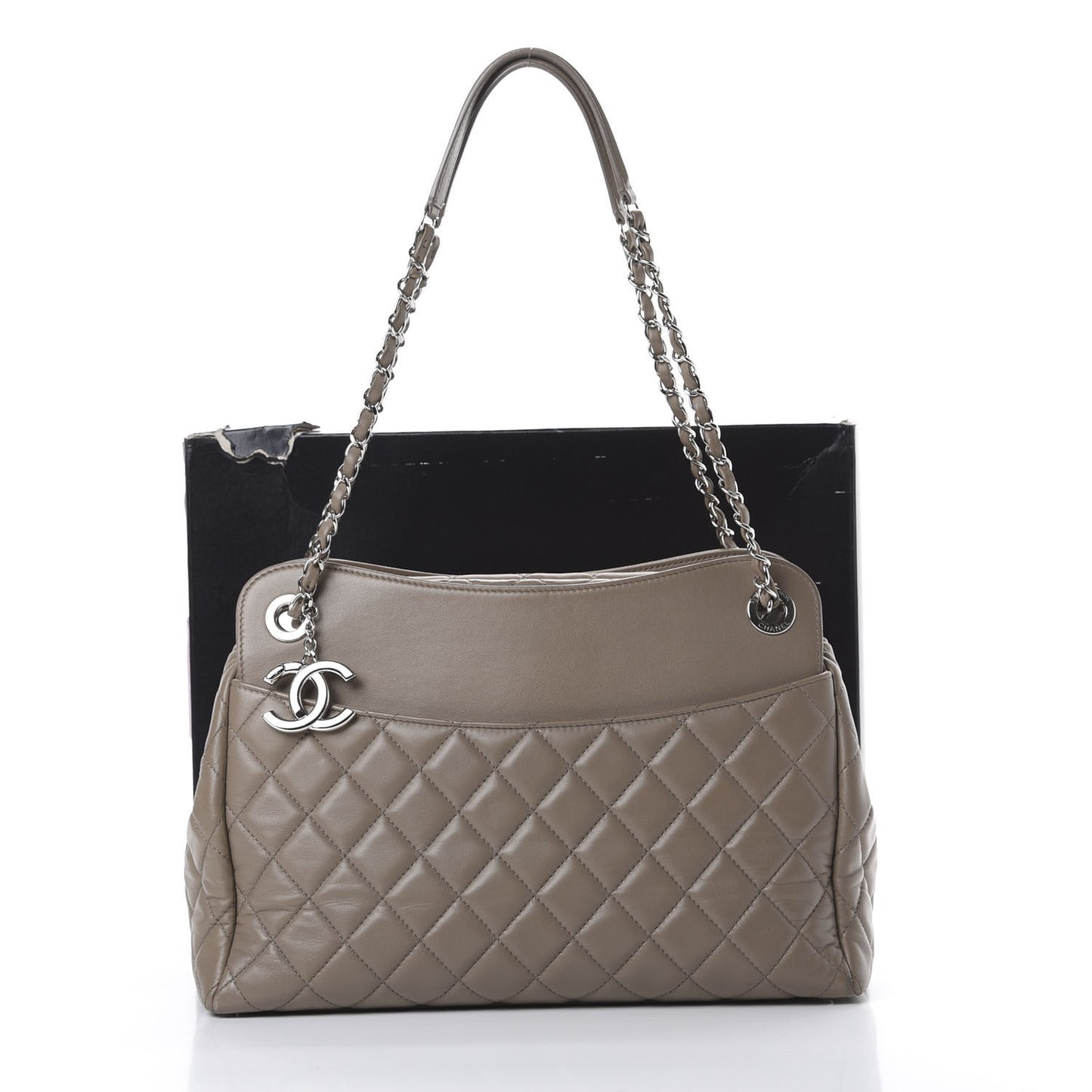 Lambskin Quilted Large 7 Tote Taupe