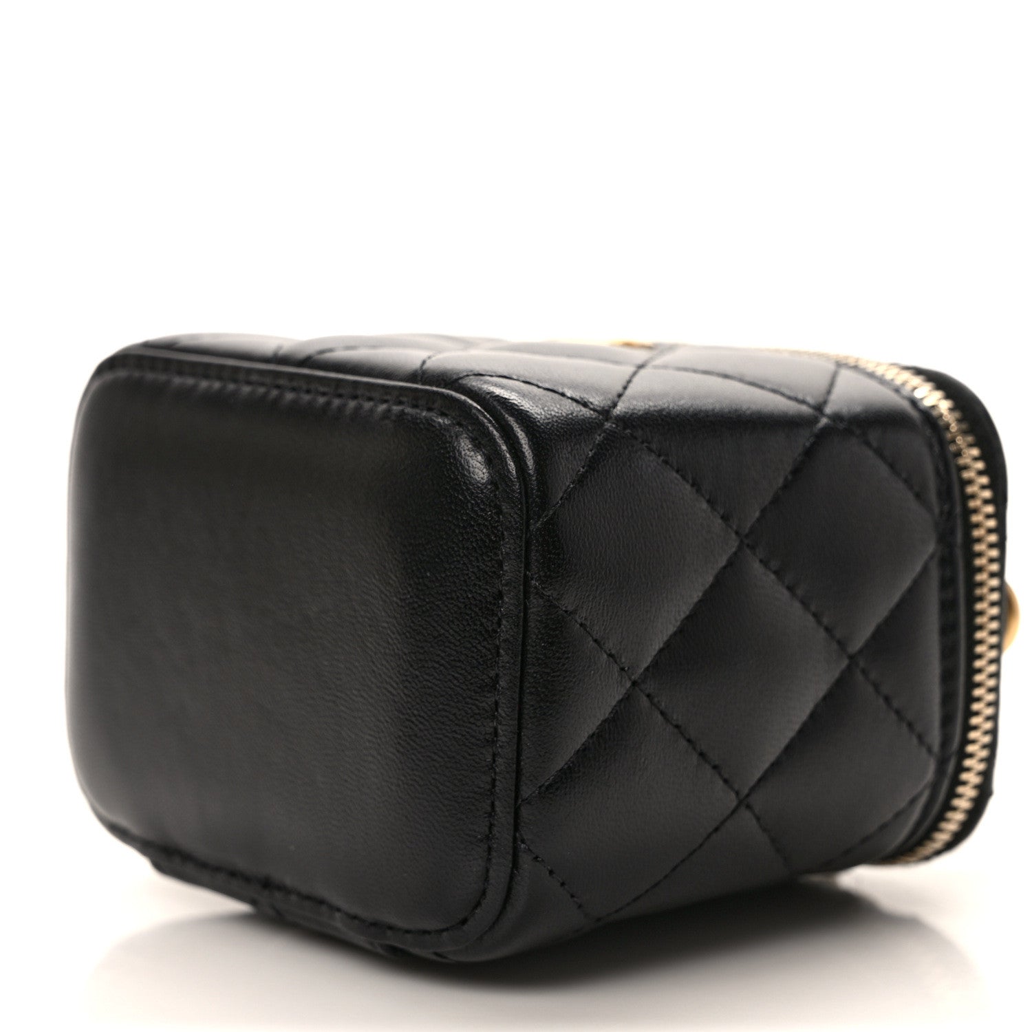 Chanel Lambskin Quilted Top Handle Mini Vanity Case With Chain Black 9 of 9
