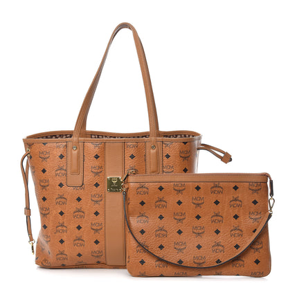 MCM Visetos Medium Liz Reversible Shopper Tote Cognac 1 of 13