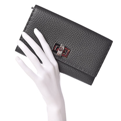 Fendi Cuoio Romano Selleria Peekaboo Continental Wallet Asfalto 2 of 10