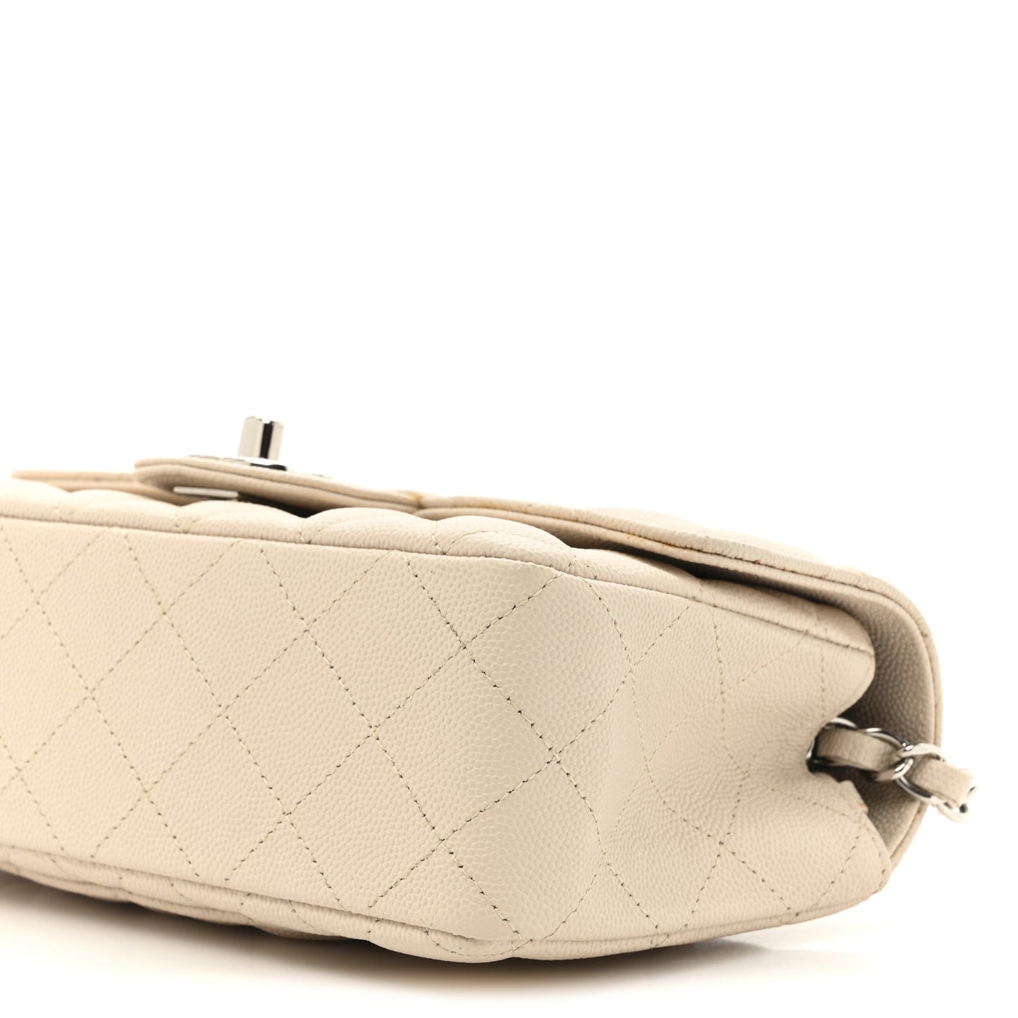 Caviar Quilted Mini Rectangular Flap Light Beige