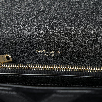 Saint Laurent Calfskin Suede Matelasse Chevron Monogram Medium College Bag Marine 7 of 9