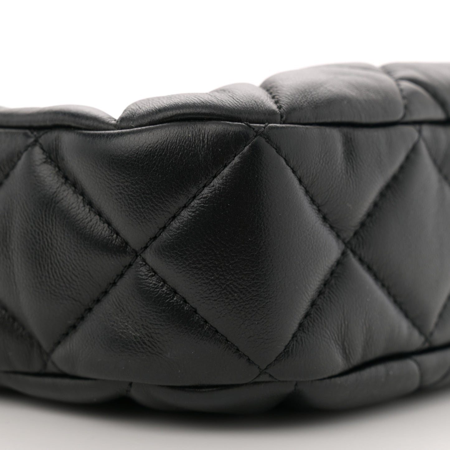 Lambskin Quilted Small Chain Hobo Black