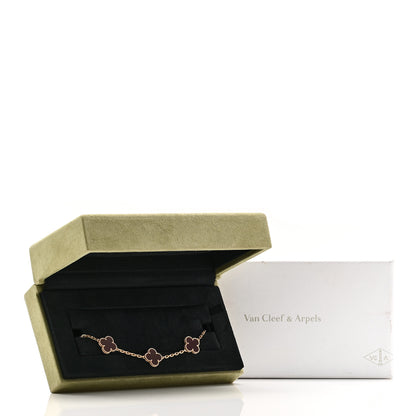 Van Cleef & Arpels 18K Yellow Gold Carnelian 5 Motifs Vintage Alhambra Bracelet 5 of 5