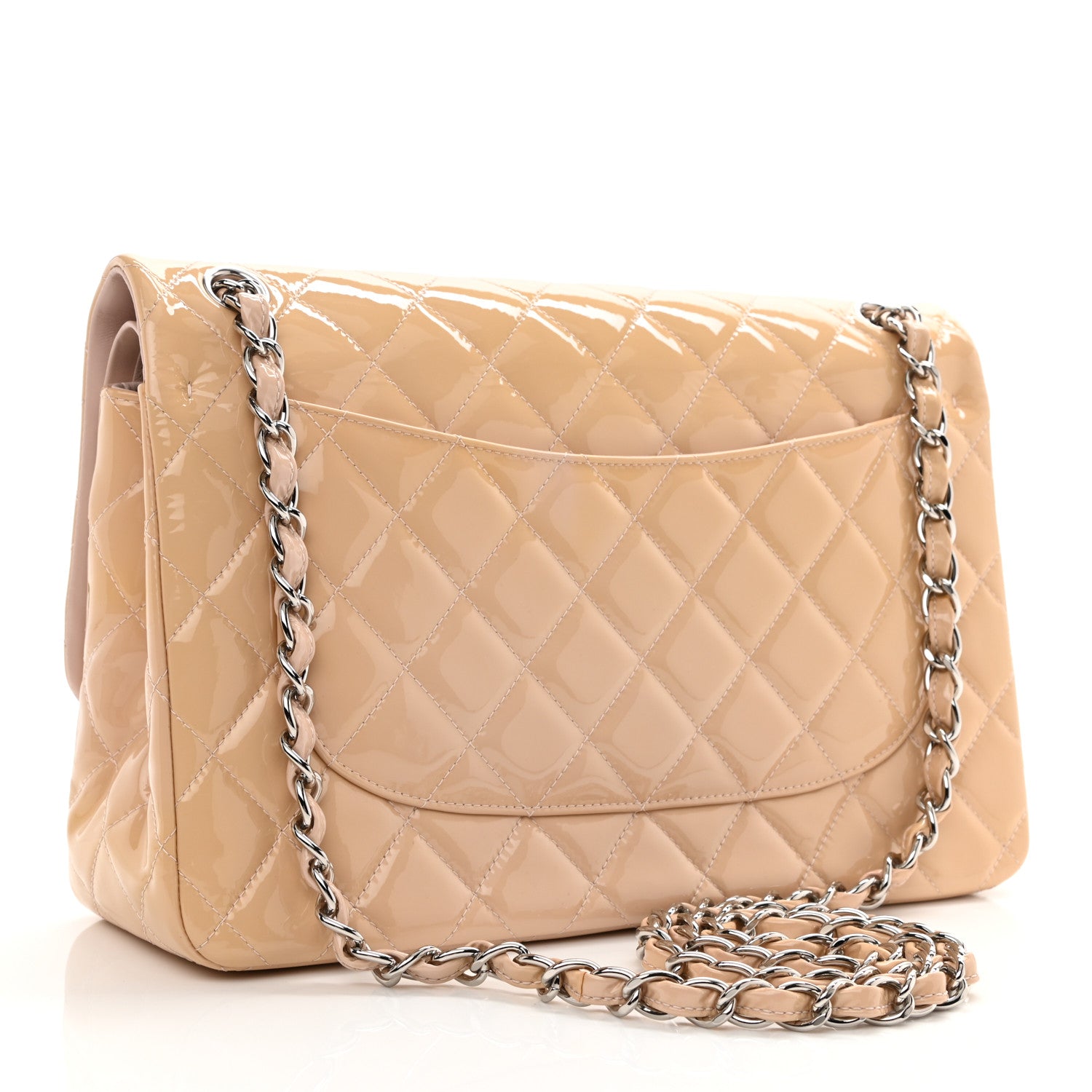 Chanel Patent Quilted Jumbo Double Flap Beige 3 of 9